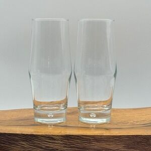 Set of 2 Clear Highball Glasses with Controlled Bubble Base Tapered Design 7in
